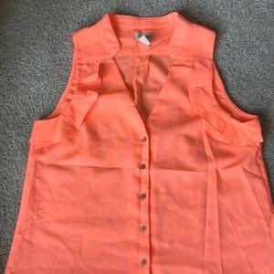 H&M conscious collection neon peach sleeveless top